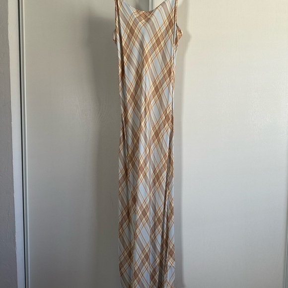 J. Crew culto-blend slip dress in pale sky tartan - Picture 4 of 7